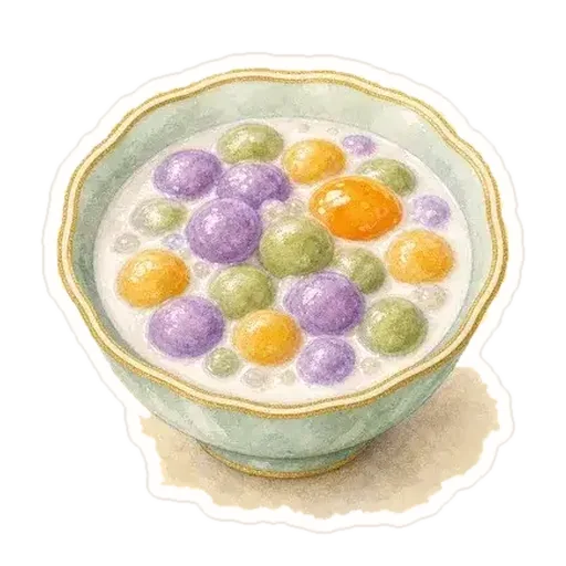 椰奶彩圆子插画